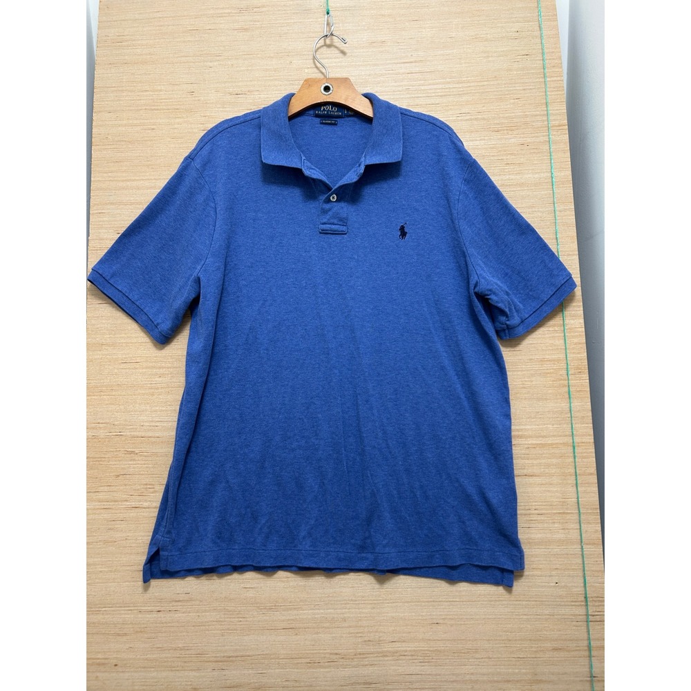 Polo Ralph Lauren Mens Classic Fit Blue Heather Short Sleeve Polo‎ Shirt Large
